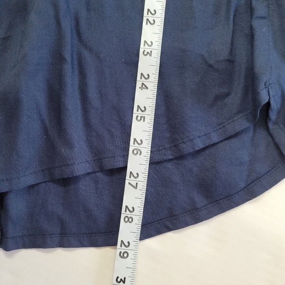 S Oliver Top Women 10 Navy Blue Button‎ Back Long Sleeve Blouse Pleated - Picture 12 of 14